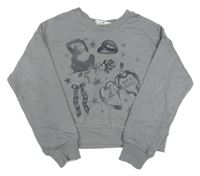 Šedá crop mikina s obrázky H&M