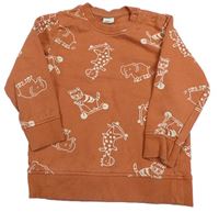Hnědá mikina se zvířátky H&M
