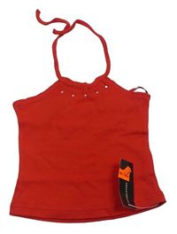 Červený crop top s kamínky St. Bernard