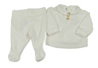 2 set - bílé vzorované sametové triko + sametové polodupky 