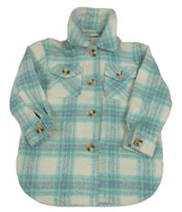 Bílo-zelená kostkovaná vlněná košilová bunda Primark