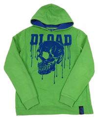 Zelená mikina s modrou lebkou a kapucí C&A