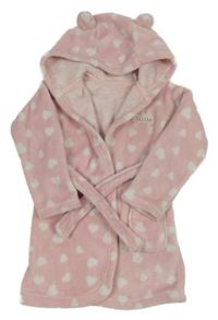 Světlerůžový plyšový župan se srdíčky a kapucí George