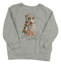 Šedá melírovaná mikina s pejsky Tchibo