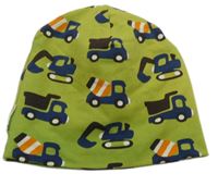 Zelená bavlněná čepice s bagry 