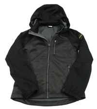 Tmavošedo-černá softshellová bunda s kapucí Pocopiano