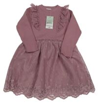 Nové - starorůžové pletené šaty s tylovou sukní Primark