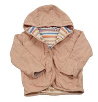 Světlerůžová lehká propínací podšitá mikina s kapucí 