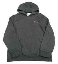 Tmavošedá mikina s logem a kapucí Slazenger