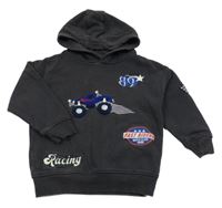 Antracitová mikina s nášivkami a kapucí M&S