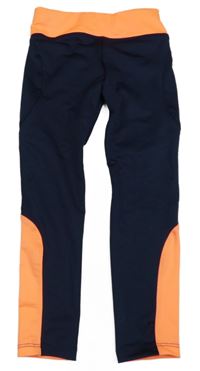 Tmavomodro-oranžové sportovní legíny 