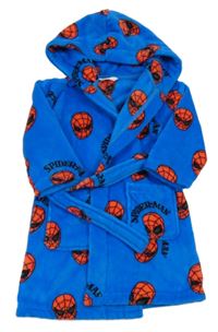Modrý plyšový župan se Spidermany a kapucí M&S
