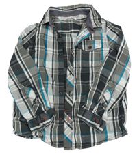 Bílo-šedo-modrá kostkovaná košile F&F