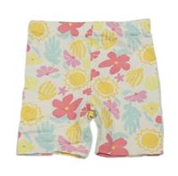 Bílo-barevné květované elastické kraťasy Primark