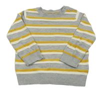 Šedo-bílo-okrový pruhovaný lehký svetr Matalan