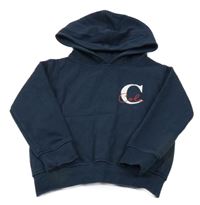 Tmavomodrá mikina s písmenem a kapucí 