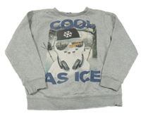 Šedá melírovaná mikina se sněhulákem George