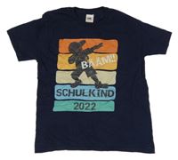 Tmavomodré tričko s potiskem Fruit of the Loom