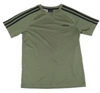 Khaki sportovní funkční tričko s logem Adidas