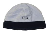 Modrá sametová čepice s logem Hugo Boss