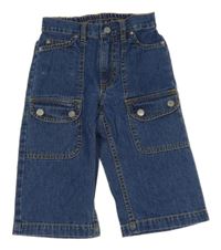 Tmavomodré crop rifle s kapsami H&M