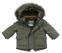 Khaki šusťáková přechodová bunda s kapucí Primark