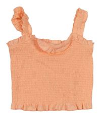 Neonově oranžový crop top se žabičkováním River Island