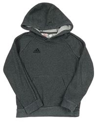 Tmavošedá mikina s logem a kapucí Adidas