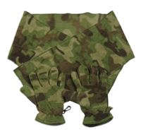 2set - Khaki army fleecová šála + prstové army fleecové rukavice Rebel