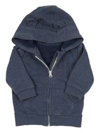 Tmavomodrá propínací mikina s autem a kapucí George