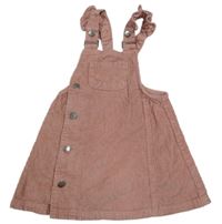 Růžové manšestrové laclové šaty River Island