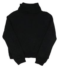 Černý třpytivý crop svetrový rolák 