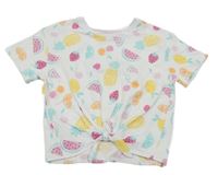 Bílé crop tričko s ovocem Peacocks