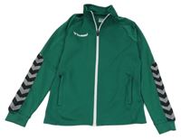 Zeleno-šedo-černá propínací mikina Hummel