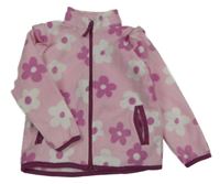 Světlerůžovo-bílá květovaná fleecová propínací mikina s volánky Dunnes Stores