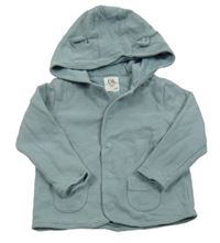 Světlemodrá žebrovaná propínací mikina s kapucí C&A