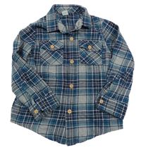 Šedo-modro-bílá kostkovaná košile Tu