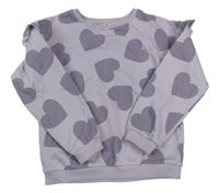 Lila mikina se srdíčky a volánky Tu