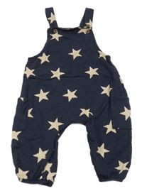 Tmavomodré laclové tepláky s hvězdami Next