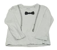 Bílé triko s motýlkem a kšandami Alive