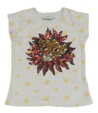 Bílé tričko se Simbou z flitrů Disney