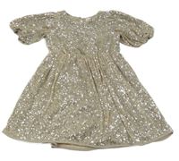 Béžovo-zlaté šaty s flitry H&M