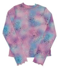 Modro-fialovo-růžové šifonové crop triko se Stitchem 