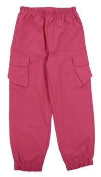 Fuchsiové cargo cuff kalhoty Shein