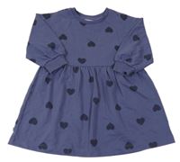 Tmavomodré teplákové šaty se srdíčky H&M