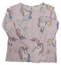Růžové triko s jednorožci H&M
