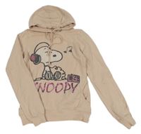 Světlerůžová mikina se Snoopym a kapucí 