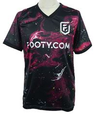 Pánské černo-fuchsiové vzorované tričko s logem Footy.com