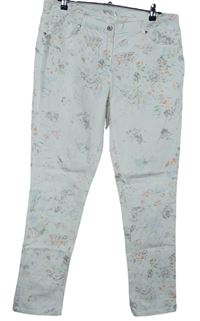 Dámské bílé květované skinny kalhoty zn. Bonprix 