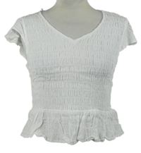 Dámská bílá žabičková crop halenka s volánkem Primark 